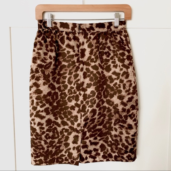Club Monaco Leopard Pencil Satin Skirt - Picture 2 of 6